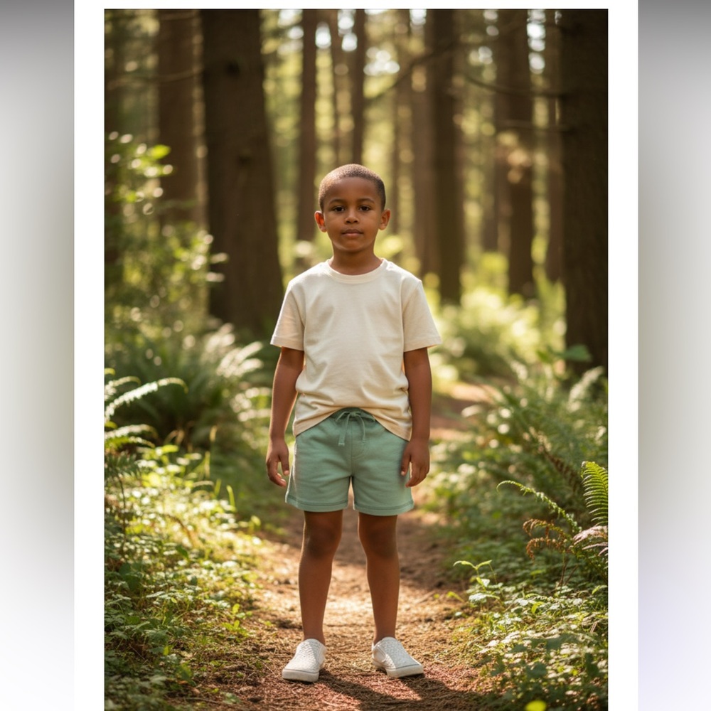 Janie and Jack Olive Green Slub Shorts - Picture 2 of 6
